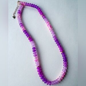 Gradient Purple Beaded Necklace with Gold Accents